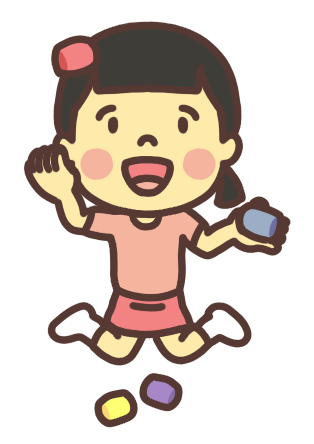 お手玉をして遊ぶ女の子イラスト