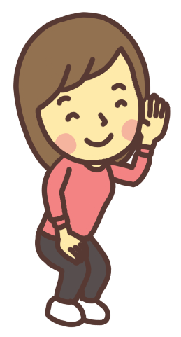 耳に手を当てて子どもの話を聞く女性 母親のイラスト 笑顔