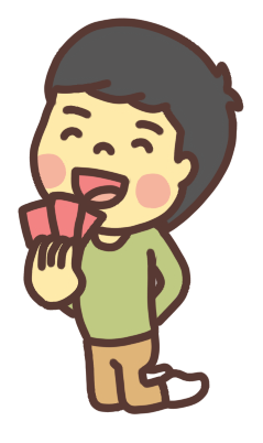 トランプのカードを持つ男の子のイラスト