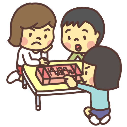 マンカラで遊ぶ子どものイラスト