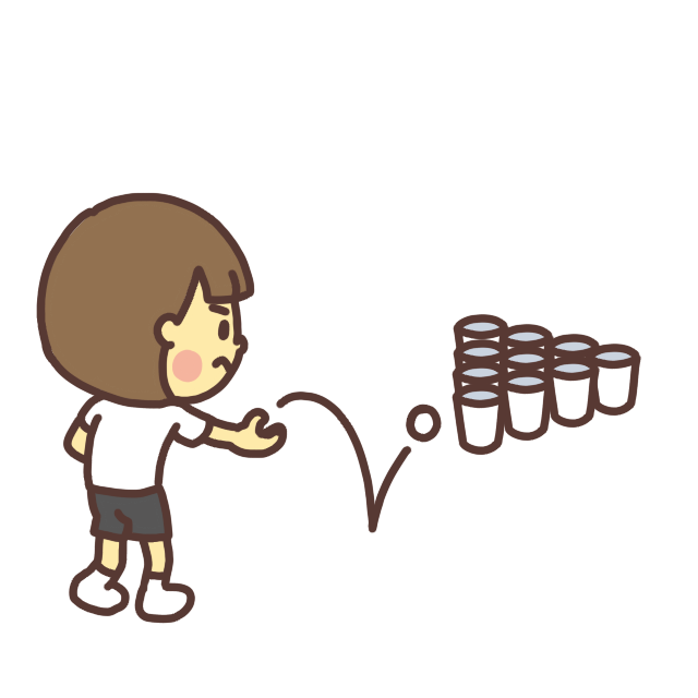 「ピンポンカップインゲーム」で遊ぶ子どものイラスト