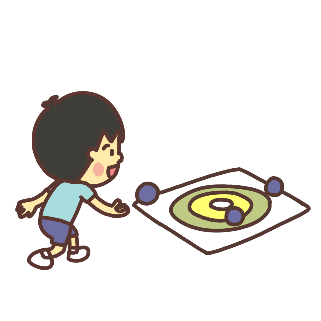 ターゲットゲームで遊ぶ子どものイラスト