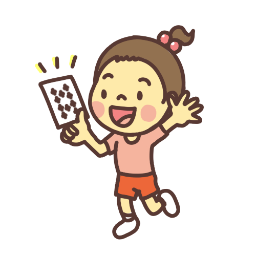 トランプを持って喜ぶ女の子のイラスト