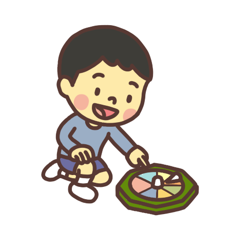 ルーレットを回す子どものイラスト