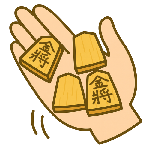 手のひらに乗せた将棋の駒のイラスト