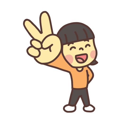 ブイサインを見せてポーズをとる子どものイラスト