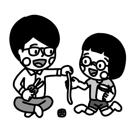 工作をするお父さんと小学生の女の子のイラスト