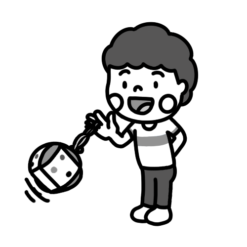 「牛乳パックヨーヨー」で遊ぶ男の子のイラスト