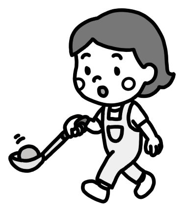 「ボール運びレース」で遊ぶ子どもの白黒イラスト