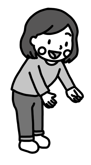 子どもを見守る母親のイラスト 白黒