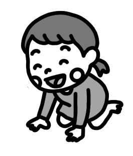 ハイハイする幼児のイラスト 白黒