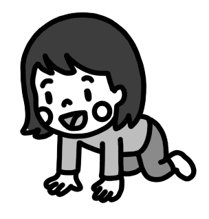 ハイハイする子どものイラスト 白黒