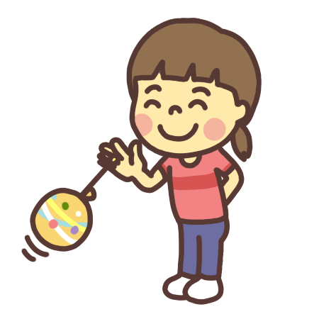 水ヨーヨーで遊ぶ子どものイラスト 笑顔