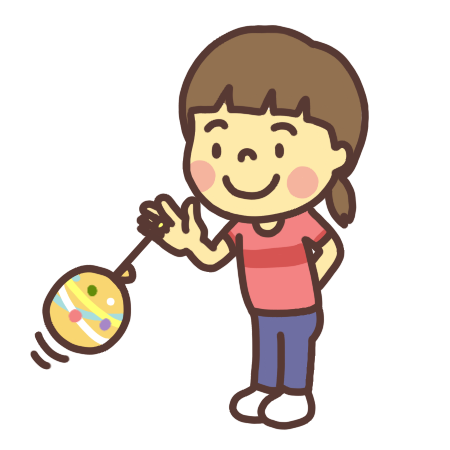 水ヨーヨーで遊ぶ子どものイラスト