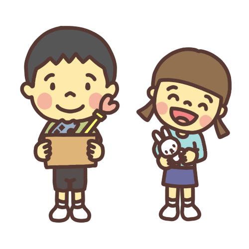 おもちゃを寄付する子どものイラスト