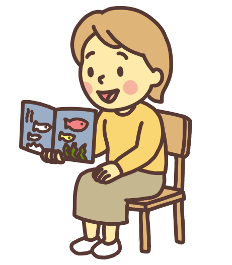 絵本を読み聞かせする女性のイラスト