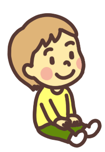 座って話を聞く幼児（男児）のイラスト