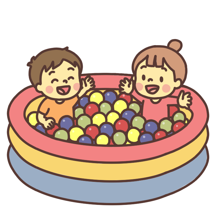 ボールプールで遊ぶ幼児のイラスト