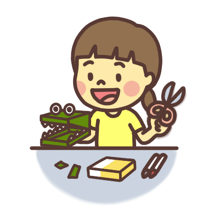 廃材で工作をする子どものイラスト