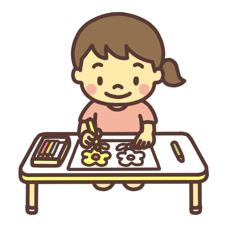 塗り絵をする子どものイラスト