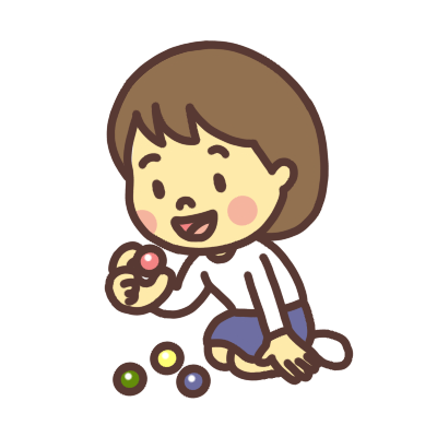 ビー玉で遊ぶ子どものイラスト