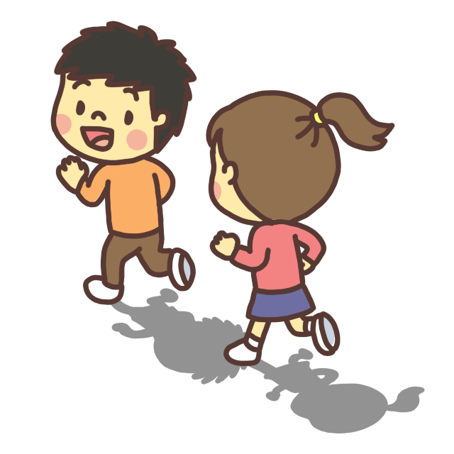 「影ふみ」をして遊ぶ子どものイラスト