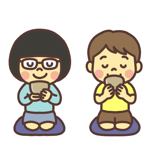 お茶会でお茶を飲む子どものイラスト