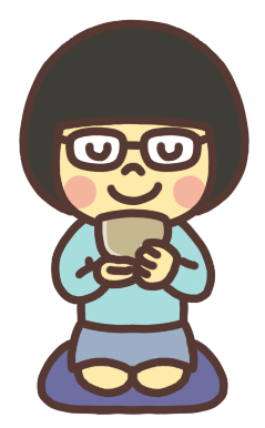 両手でお茶碗を持つ女の子のイラスト