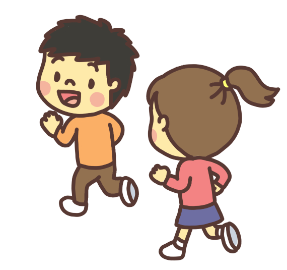 かけっこ・追いかけっこ・鬼ごっこをして遊ぶ子どものイラスト