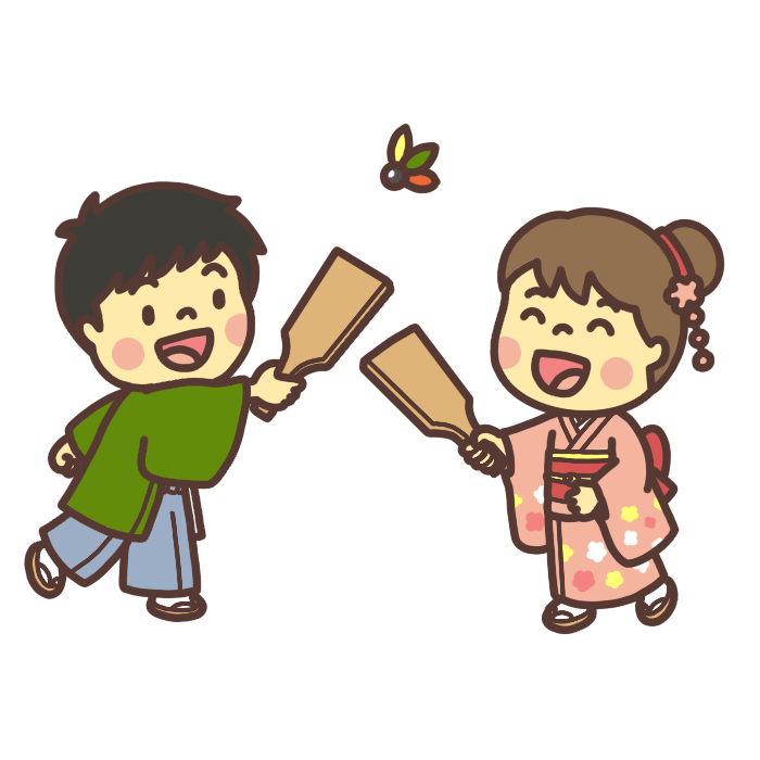 花付きをして遊ぶ子どものイラスト