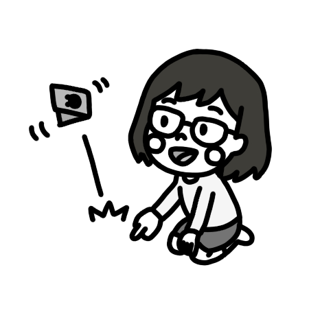 「カエルパッチン」で遊ぶ子どものイラスト 白黒