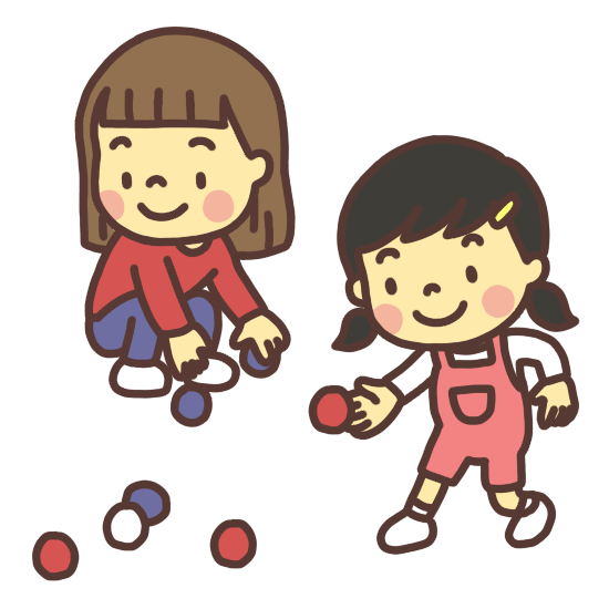 ボッチャで遊ぶ子ども（女の子）のイラスト
