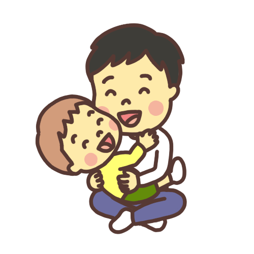 触れ合って遊ぶ親子（父親と幼児）のイラスト