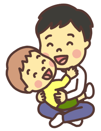 触れ合って遊ぶ親子のイラスト
