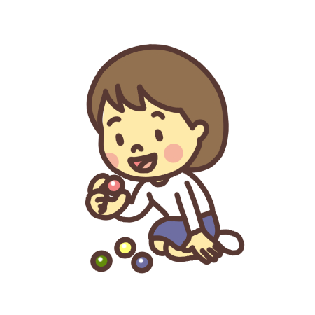ビー玉で遊ぶ子どものイラスト