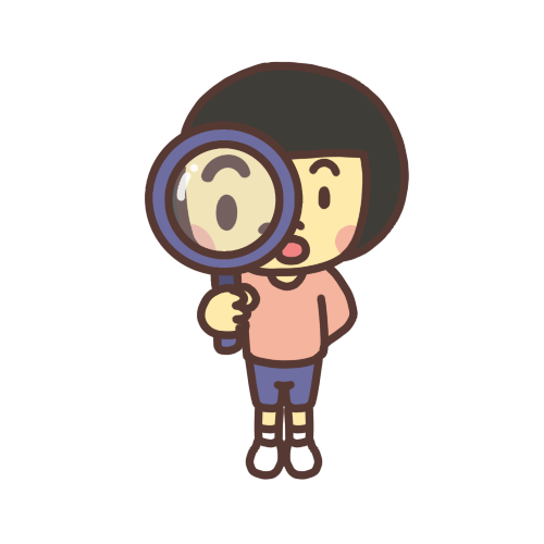 虫眼鏡で見る子どものイラスト