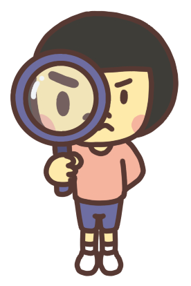 虫眼鏡で見る子どものイラスト