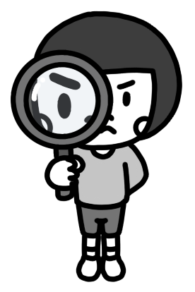 虫眼鏡で見る子どものイラスト 白黒