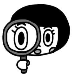 虫眼鏡で観察する子どものイラスト 顔のみ 白黒