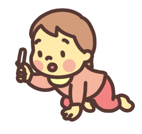 タバコを誤飲しそうになる赤ちゃんのイラスト