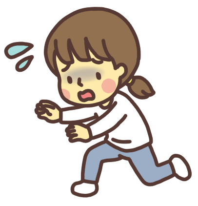 汗をかいて慌てて駆け寄る母のイラスト