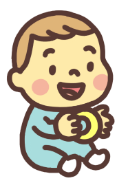 おもちゃを手に持つ赤ちゃんのイラスト