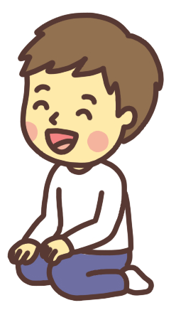 正座で座り笑顔の男性のイラスト