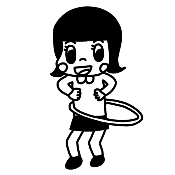 フラフープで遊ぶ女の子のイラスト イラストバンク 白黒ヤギ支店