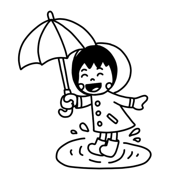 水溜まりで遊ぶ子どものモノクロイラスト 白黒イラストのフリー素材集 イラストバンク モノクロ支店