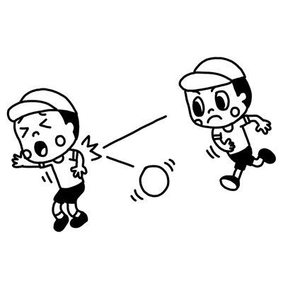 ドッジボールで遊ぶ子どものイラスト 白黒イラストのフリー素材集 イラストバンク モノクロ支店