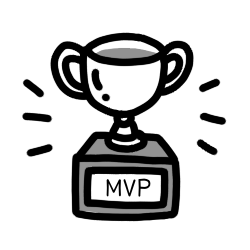 優勝カップのモノクロアイコンイラスト MVPバージョン