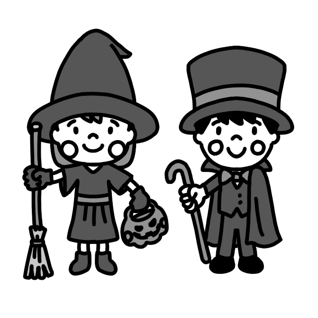 ハロウィンの仮装をする子どものイラスト